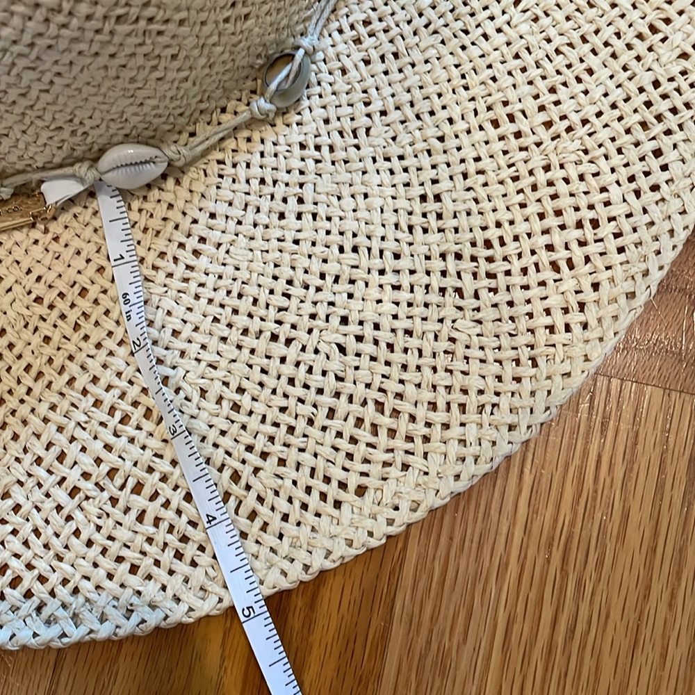 Straw Hat w/ Cowrie Shell band Wide-Brim Raffia Floppy Sun Hat NWOT San Diego Co - Picture 11 of 12
